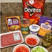 Ingredients for loaded Dorito beef crunch tray